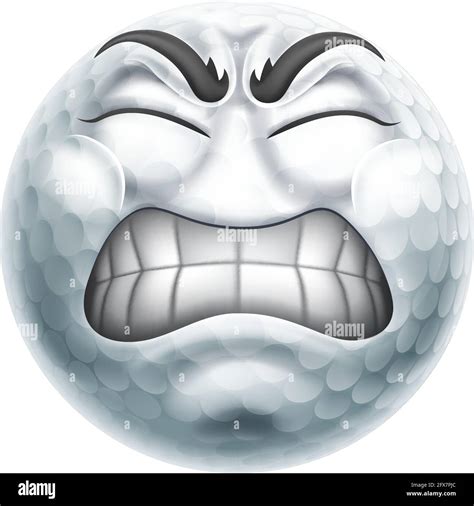 Wütend Mad Golf Ball Hassen Emoticon Cartoon Gesicht Stock Vektorgrafik