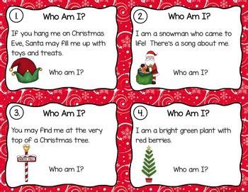 This holiday exercise that big brain of yours and challenge friends, family and kids to see if they can solve these riddles about christmas. Christmas Riddles Task Cards - Who Am I? Read... by Carla ...