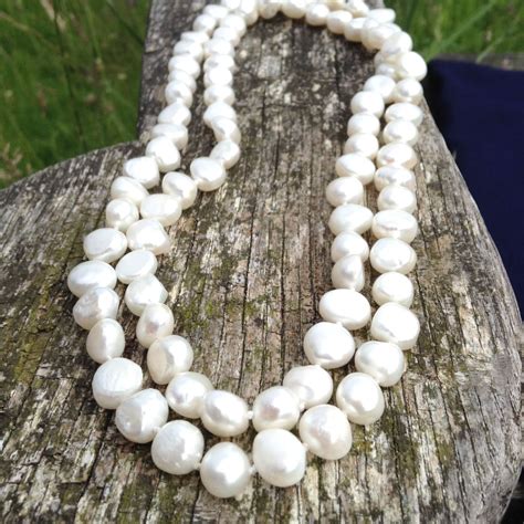 Freshwater Pearl Necklace Long Baroque Natural Pearl Rope Hand Knotted No Clasp Gift For Her