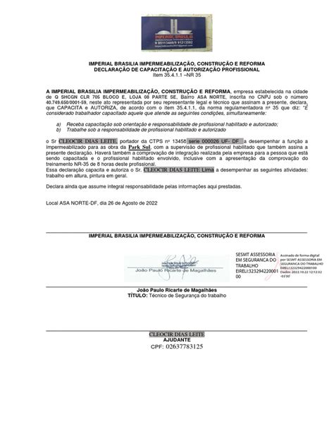 Carta De Anuencia Nr 35 Cleocir Assinado Pdf