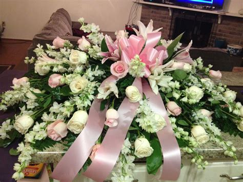Pink And White Casket Spray Funeral Floral Arrangements Sympathy