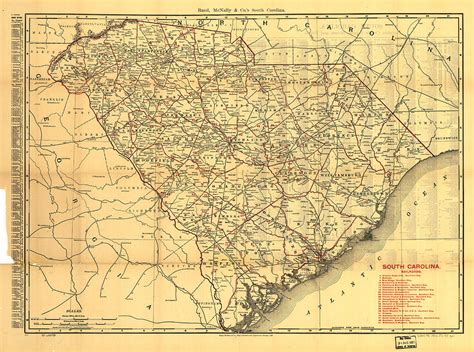 Vintage Map Of The South Carolina Railroads 1900 Drawing