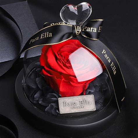 Romantic Rose T Box Preserved Flowers Glass Cover Creative
