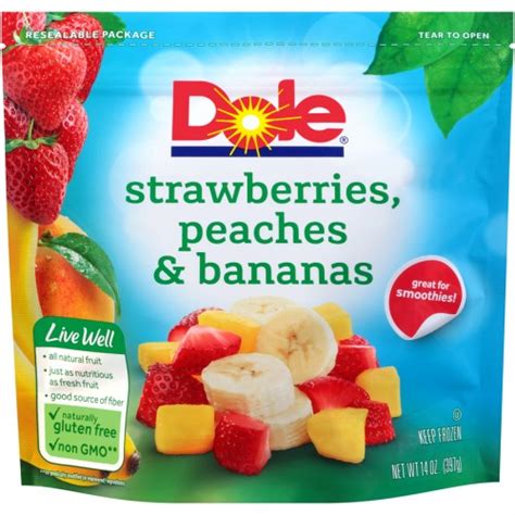 Dole Strawberries Peaches And Bananas Frozen Fruit 14 Oz Bag
