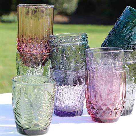 Set Of Four Luxury Embossed Coloured Hi Ball Tumblers By Dibor