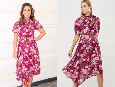 Gmb Susanna Reid Pink Floral Midi Dress Fashion Clothes Style