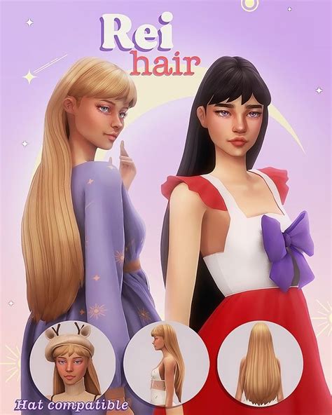 Rei Hair Miiko On Patreon In 2021 Sims 4 Anime Sims 4 Cc Packs