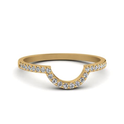 Petite Curved Diamond Wedding Band In 14k Yellow Gold Fascinating