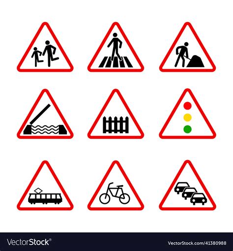 Priority Road Signs Mandatory Road Signs Traffic Vector Image