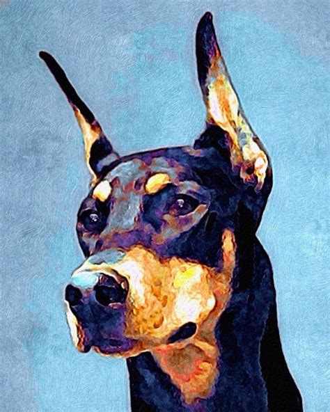 Doberman Pinscher Colorful And Proud 8x10 Dog Paintings Animal Art
