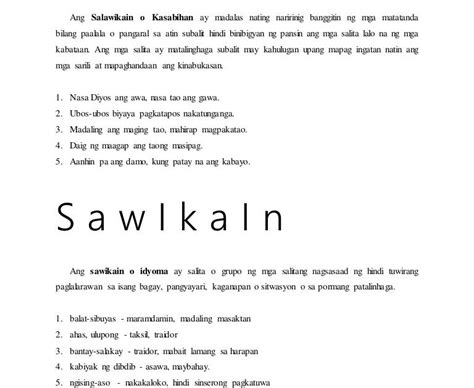 Halimbawa Ng Sawikain At Salawikain Images Maikling Kwentong Sahida