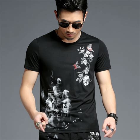 New Summer Embroidery Mens T Shirt Short Sleeve Chinese Style