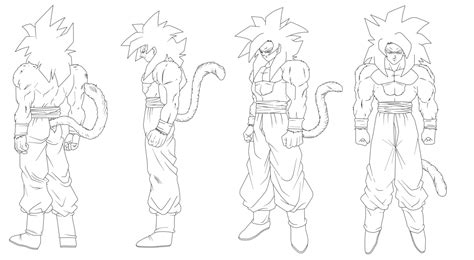 Tenemos mogollón de dibujos para pintar ¡gratis! Goku Super Sayayin Fase 4 para colorear
