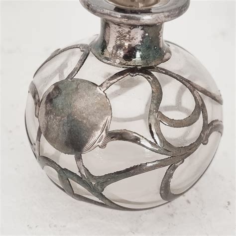 Pair Of American Alvin Fine Silver Overlay Glass Perfume Bottles Art Nouveau For Sale At 1stdibs