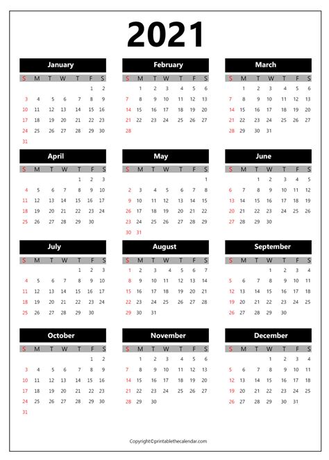 Blank Calendar 2021 Pdf Printable The Calendar