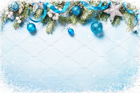 Christmas Background On Blue High Quality Holiday Stock Photos