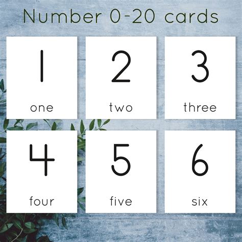 Number 0 20 Flash Cards Printable Number Cards Etsy