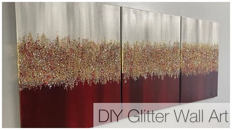 Bling Canvas Painting Crushed Glass And Glitter Art Red And Gold