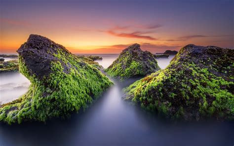Wallpaper Landscape Sunset Sea Bay Rock Nature Shore