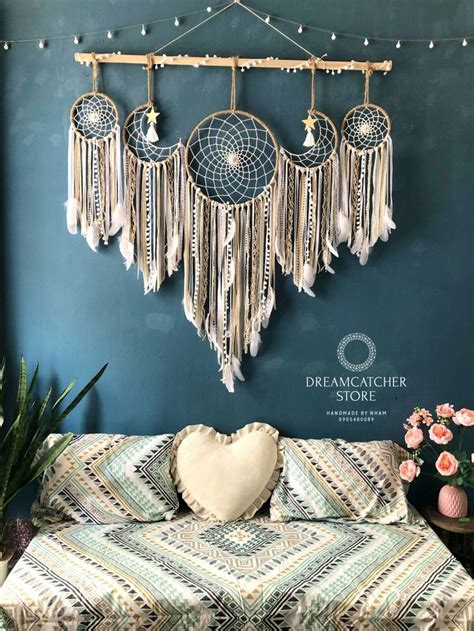 Dreamcatcher Moon And Stars Hanging Over The Bed Large Dream Etsy