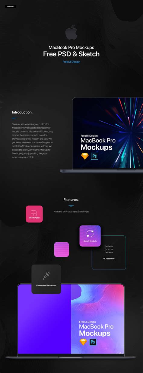 Design flat sketches in seconds on your. The New MacBook Pro Mockup | Freebies | Photoshop + Sketch App