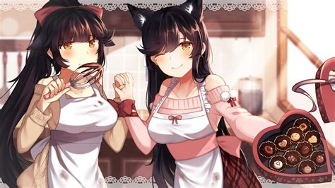 2girls Animal Ears Anthropomorphism Atago Azur Lane Azur Lane Candy