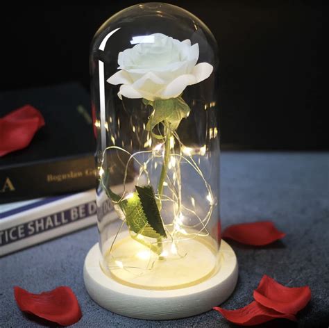 Eternal Led Rose In Glass Dome White Rose One Rose In 2021