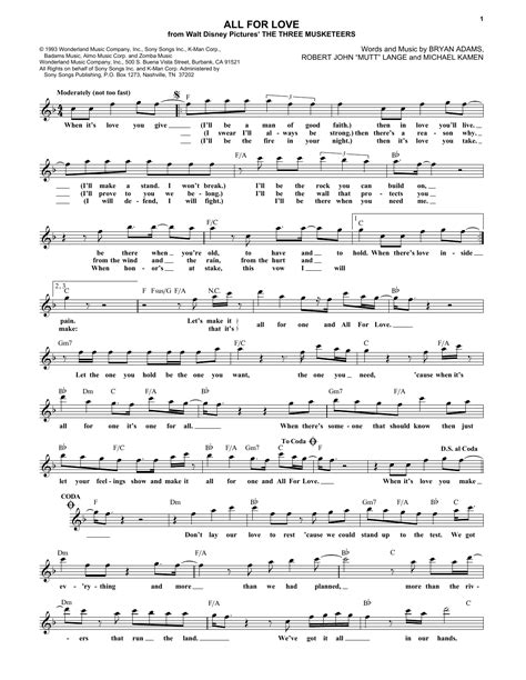 There are opinions about baixar musica yet. All For Love Sheet Music | Bryan Adams, Rod Stewart ...