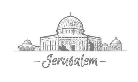 Premium Vector Jerusalem Skyline Landscape Hand Drawn Sketch