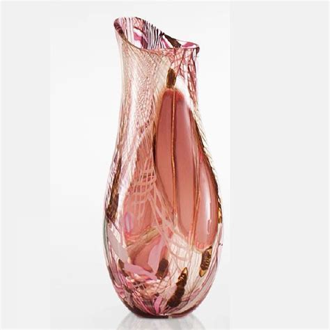 Decorative And Unique Hand Blown Pink Murano Glass Vase Murano Glass Sculptures