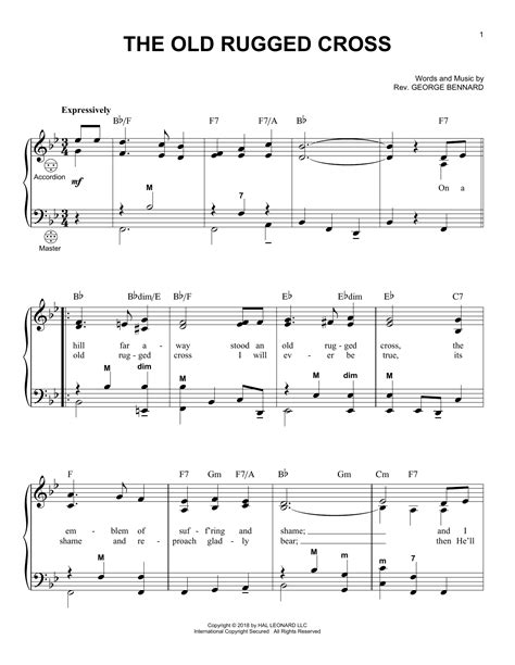 Free Printable Old Rugged Cross Sheet Music