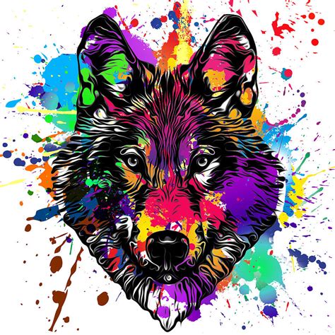 Colourful Wolf Digital Art By Ken Mcconnachie Pixels