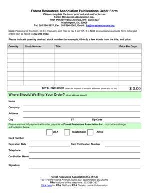 Fillable Online Bipac Order Form Forest Resources Association Bipac