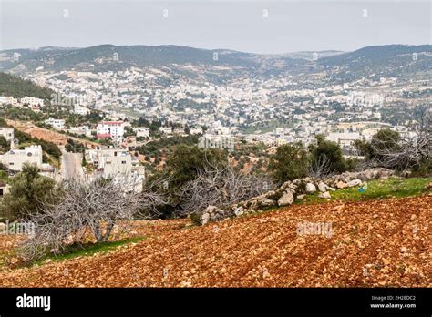 Aerial View Of Ajloun Town Jordan Stock Photo Alamy