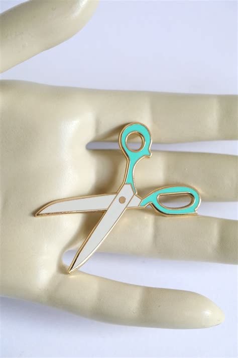 Teal Scissors Sewing Enamel Pin Scissors Enamel Pin Hard Etsy
