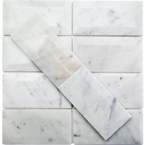 Carrara Beveled 3x6 Polished Marble Subway Tile Polished Marble Tiles