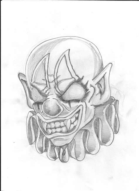 A Drawing Of A Clowns Face With Teeth And Fangs On The Nose