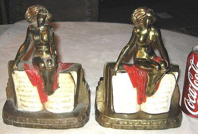 Antique K O Nude Lady Hair Dress Art Statue Sculpture Book Bookends Bronze Metal Ebay