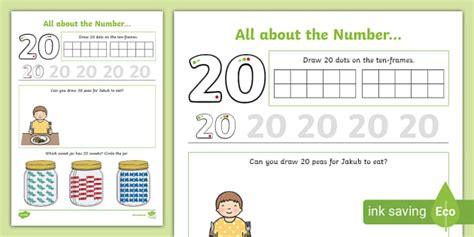 All About Number 20 Worksheet Teacher Made Twinkl