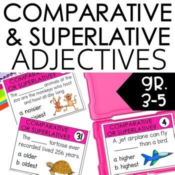 Comparative And Superlative Adjectives Task Cards And Slides Tpt