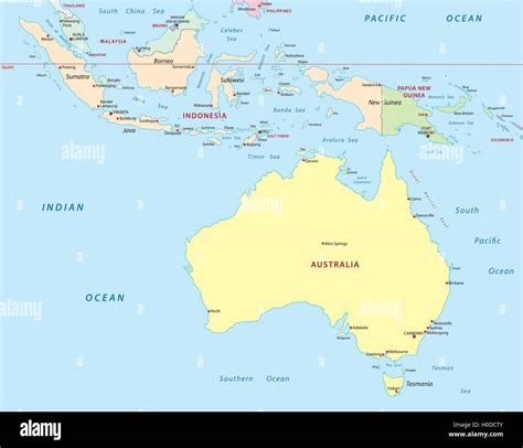 Indonesien Australien Papua New Guinea Karte Stock Vektorgrafik Alamy