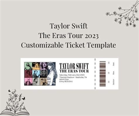 Taylor Swift The Eras Tour Customizable Ticket Template Etsy Singapore