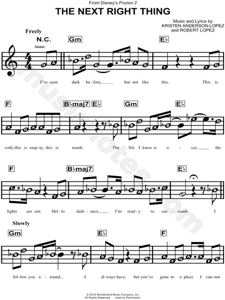 Freeman helps create a little space for your soul to breathe so you can discern your next right thing in love. "The Next Right Thing" from 'Frozen 2' Sheet Music for ...