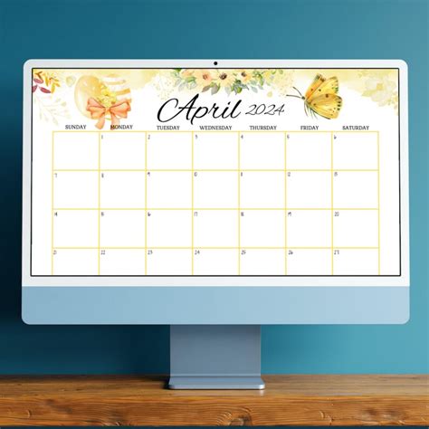 Editable April 2024 Calendar Printable Fillable Monthly Planner Kids
