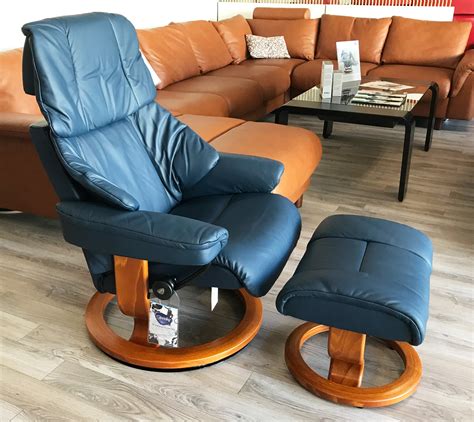 Great savings & free delivery / collection on many items. Stressless Reno Paloma Oxford Blue Leather Recliner Chair ...