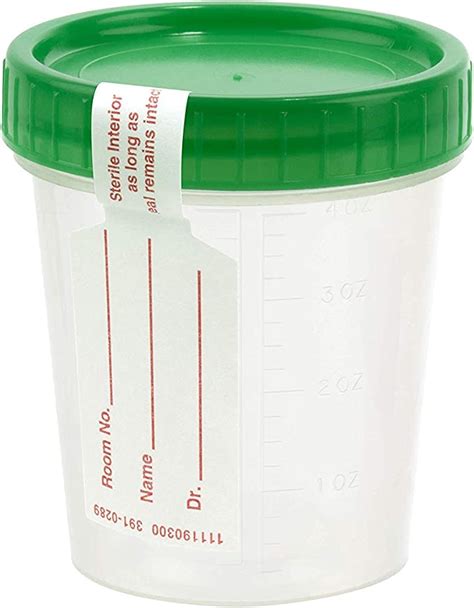 Sterile Specimen Collection Cups With Green Lid 4 Oz120ml With