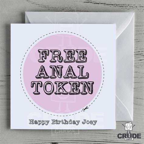 Free Anal Token Happy Birthday Name Card Crude Cards