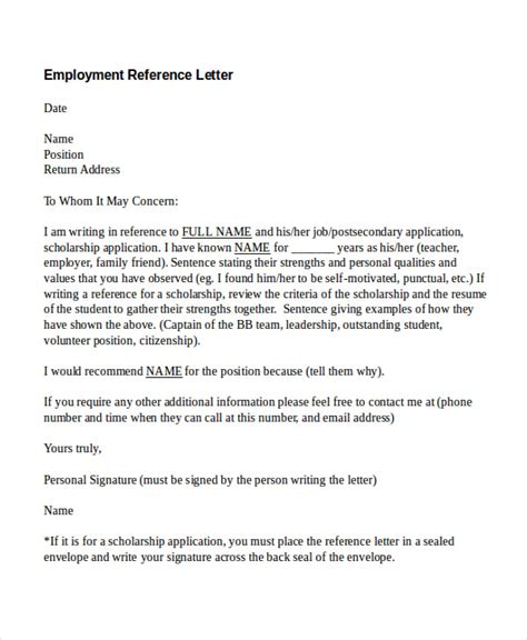 13 Employment Reference Letter Templates Free Sample Example Format