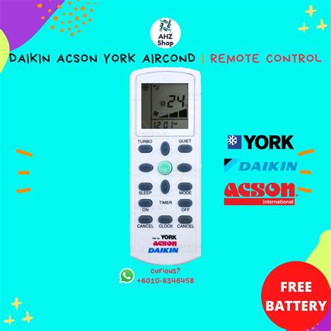 Daikin York Acson Air Conditioner Remote Control Shopee Malaysia
