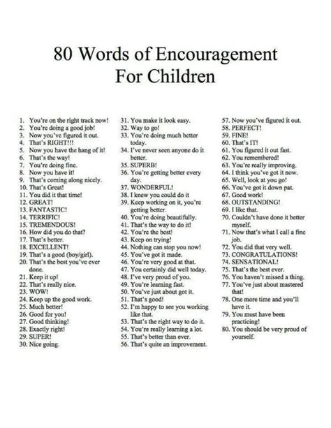 80 Words Of Encouragement For Children Kids Love To Hear These